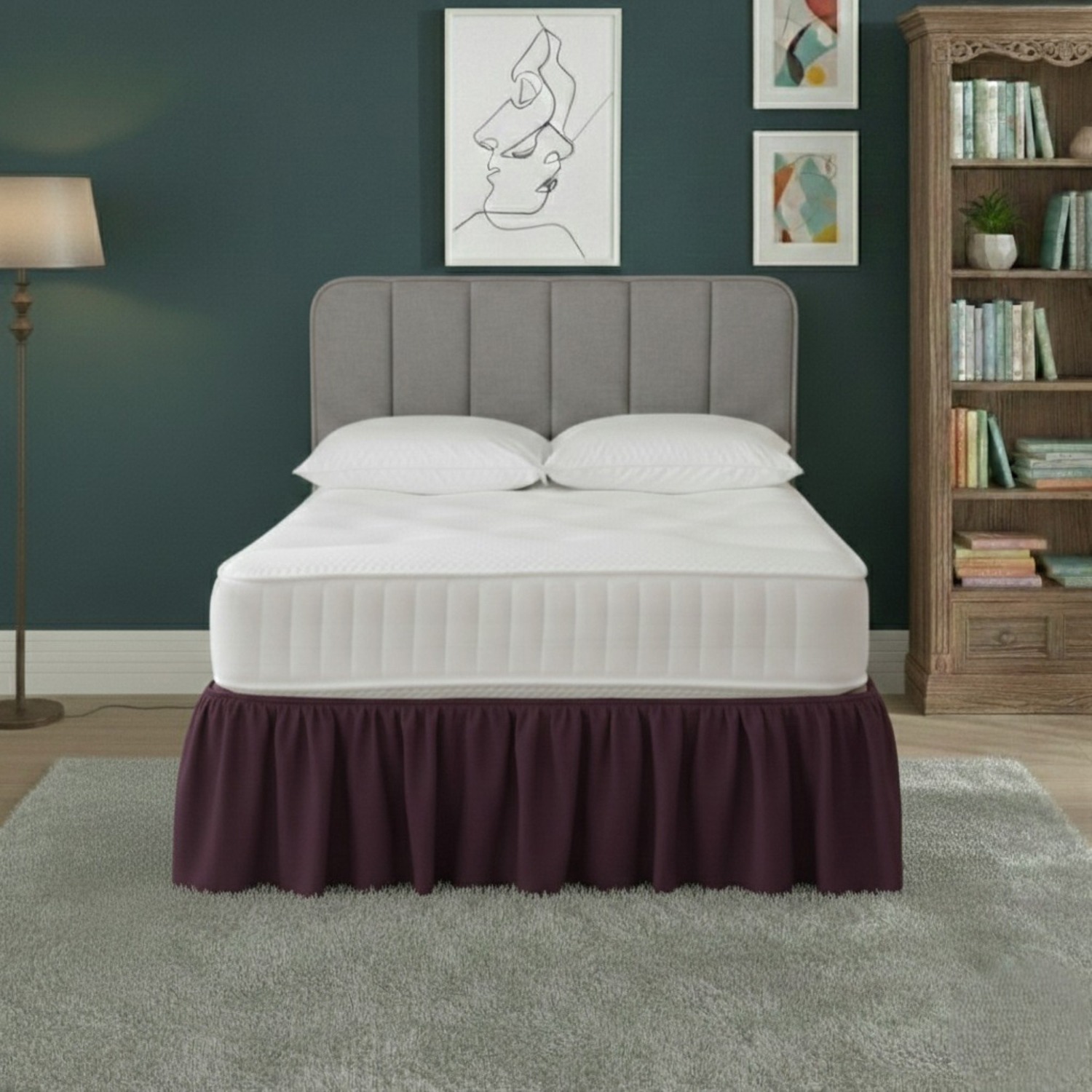 Snug City Base Valance Polycotton Sheet for Divan Beds Easy Care Bed Base Cover in Plum | Size: Single