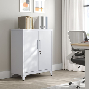 Steel Storage Cabinet with Lock Deep Shelves, Grey