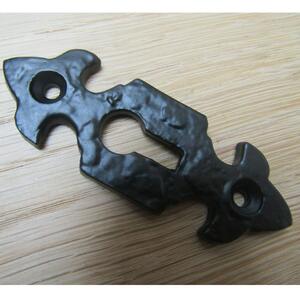 Dzina Fleur-de-LYS Door Escutcheon, Open, 75mm x 25mm, Antique Iron Black |Pack of 4