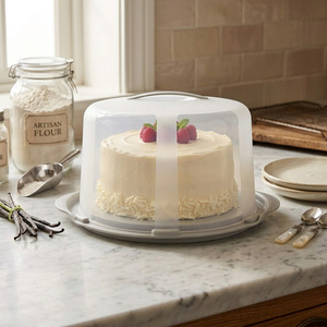 Clear Plastic Deep Cake Box Storage Container With Lid & Carry Handles
