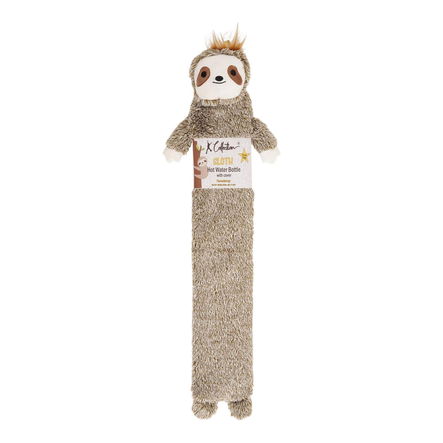 K Collection Sloth Extra Long 2L Hot Water Bottle And Cover - Beige