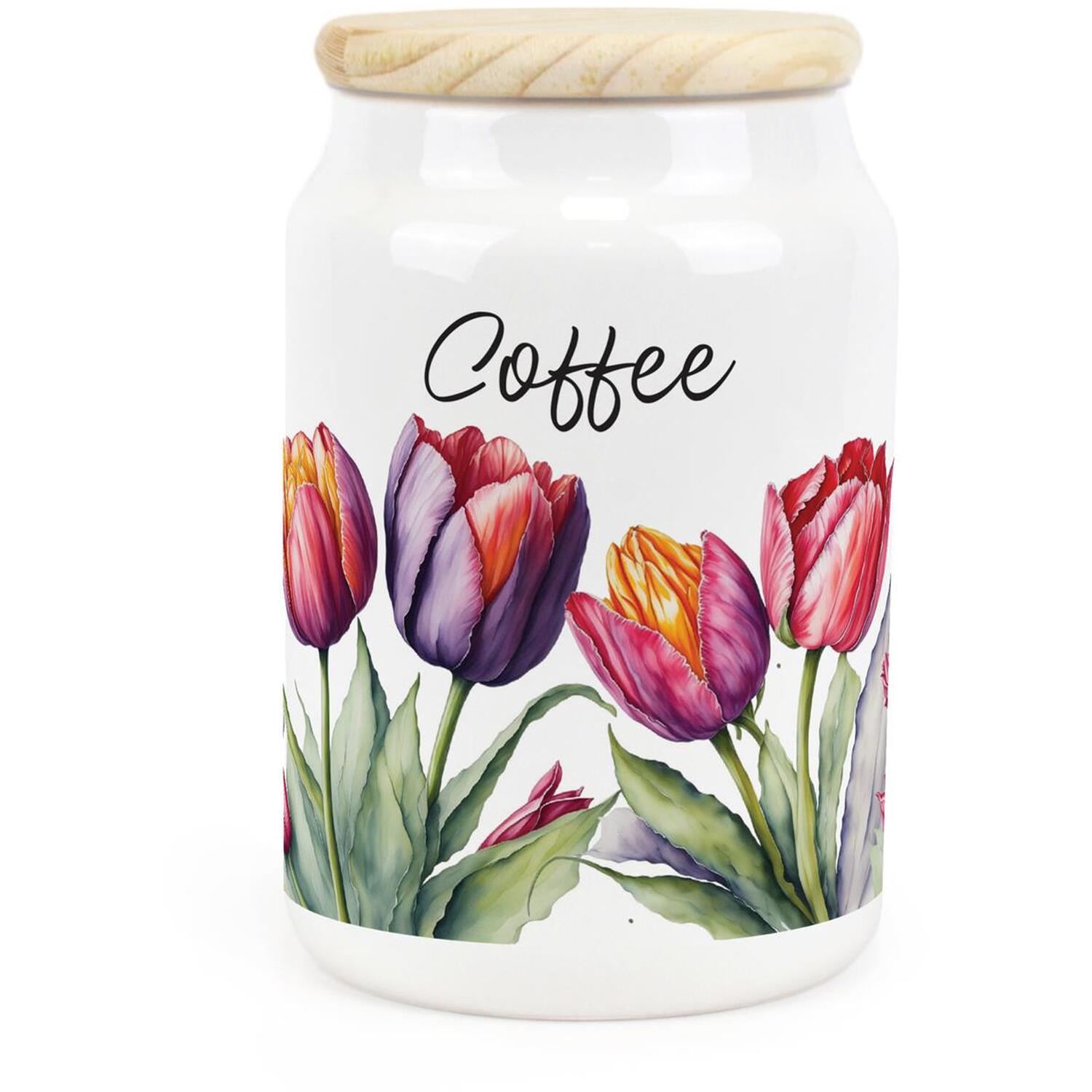 Purely Home Tulips Ceramic Coffee Storage Canister - Purple