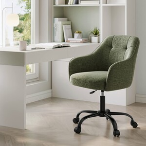 Adjustable Office Chair with Armrests and Cotton-Linen Fabric