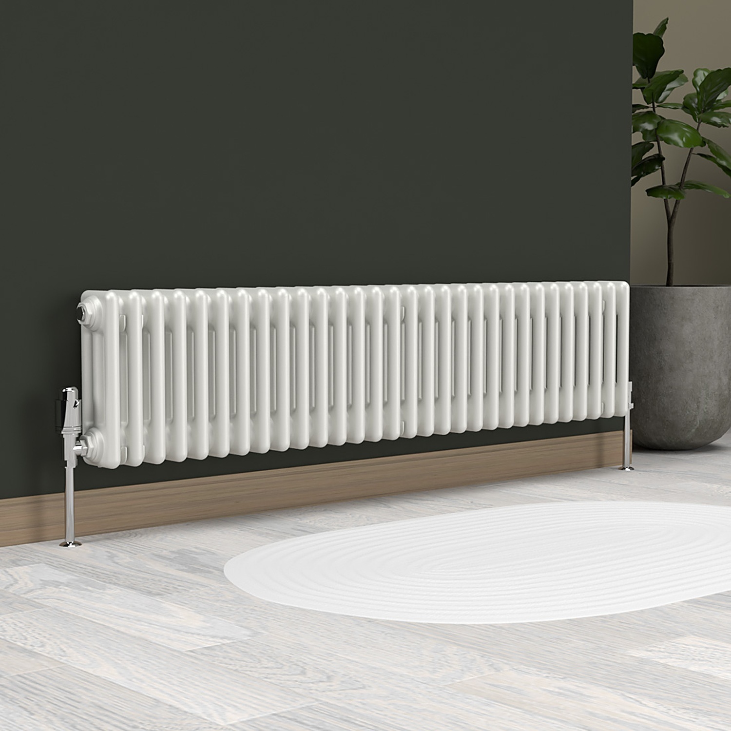 Lux Heat White Horizontal 3 Column Traditional Radiator 300mm (H) x 1370mm (W) - Image 2