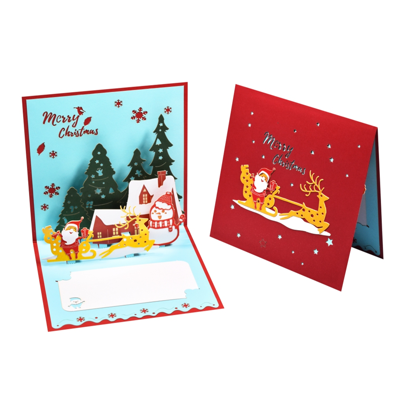 Santa Claus and Winter Scene 3D Pop Up Christmas Card - Image 2