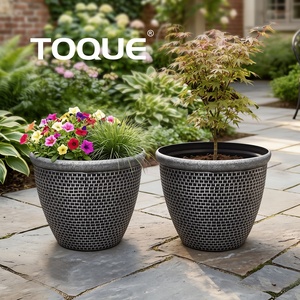 2PCS Plastic Garden Plant Pots 36cm Round Outdoor Planters Drainage