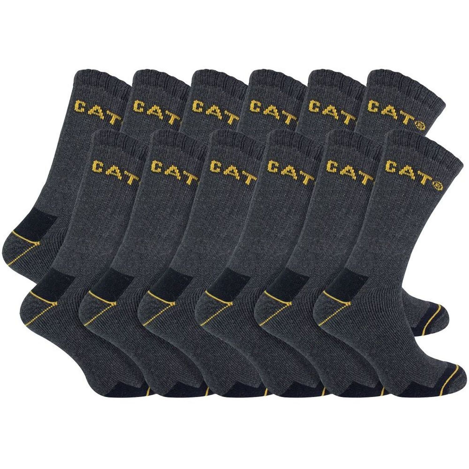 Caterpillar 12 Pack Unisex Heavy Duty Work Socks For Boots