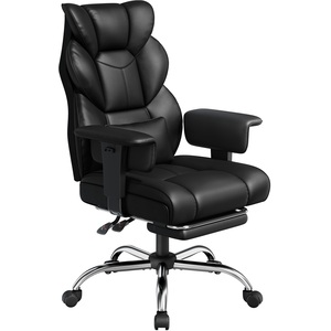 Yaheetech PU Leather Executive Office Chair with Footrest & Adjustable Armrests