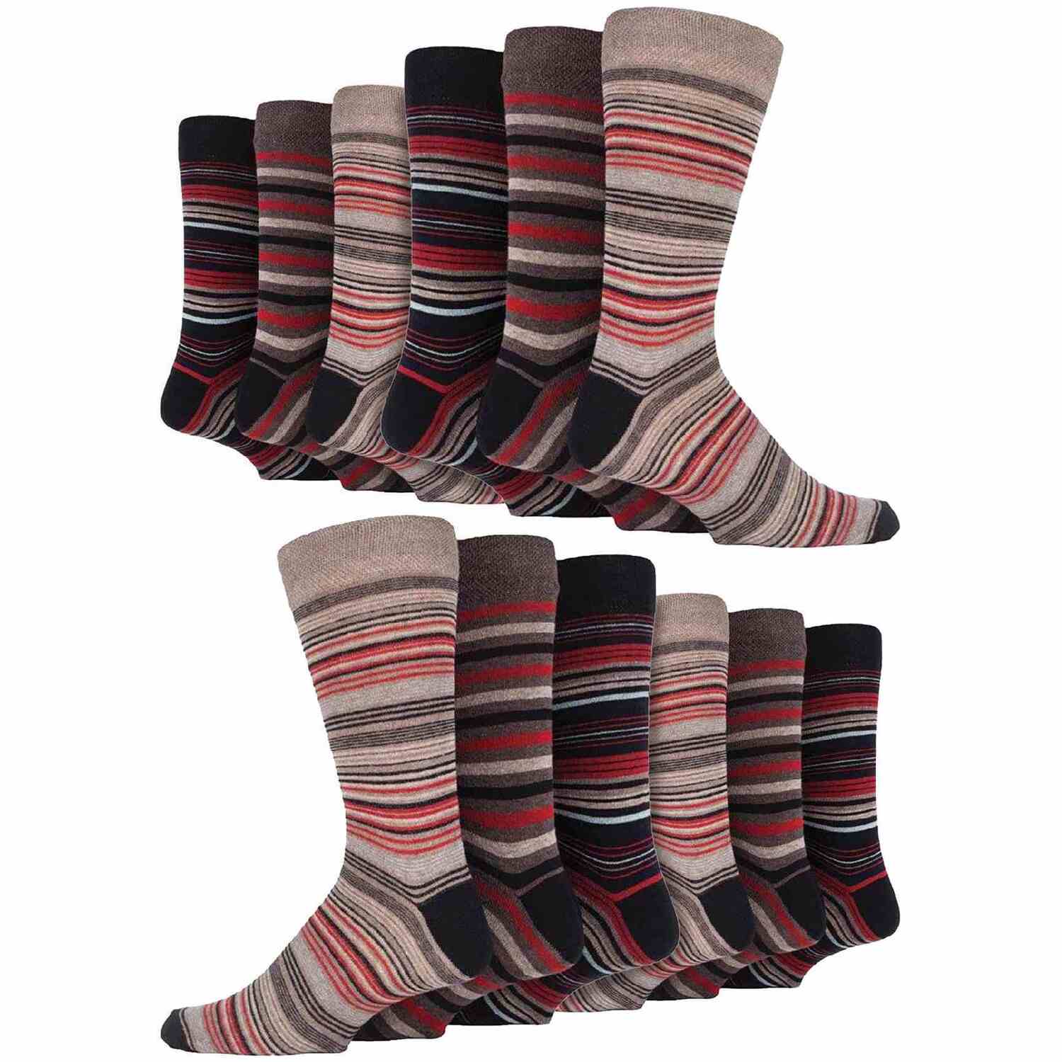 Sock Snob Men's Rome 12 Pair Colourful Cotton Striped Patterned Dress Socks - Image 3