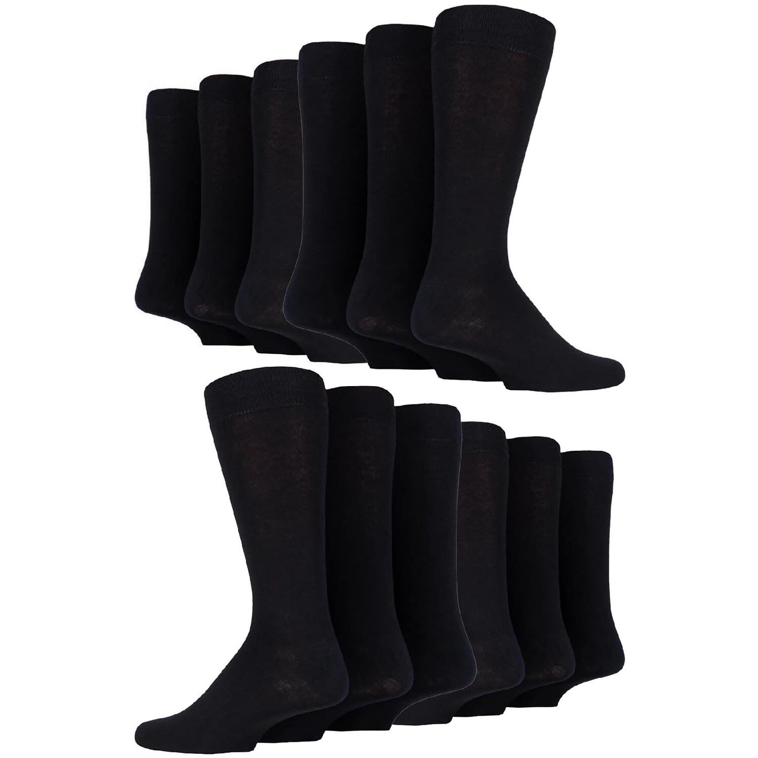 Sock Snob Men's Black 12 Pair Cotton Dress Socks In | Size: 6-11 - Image 2