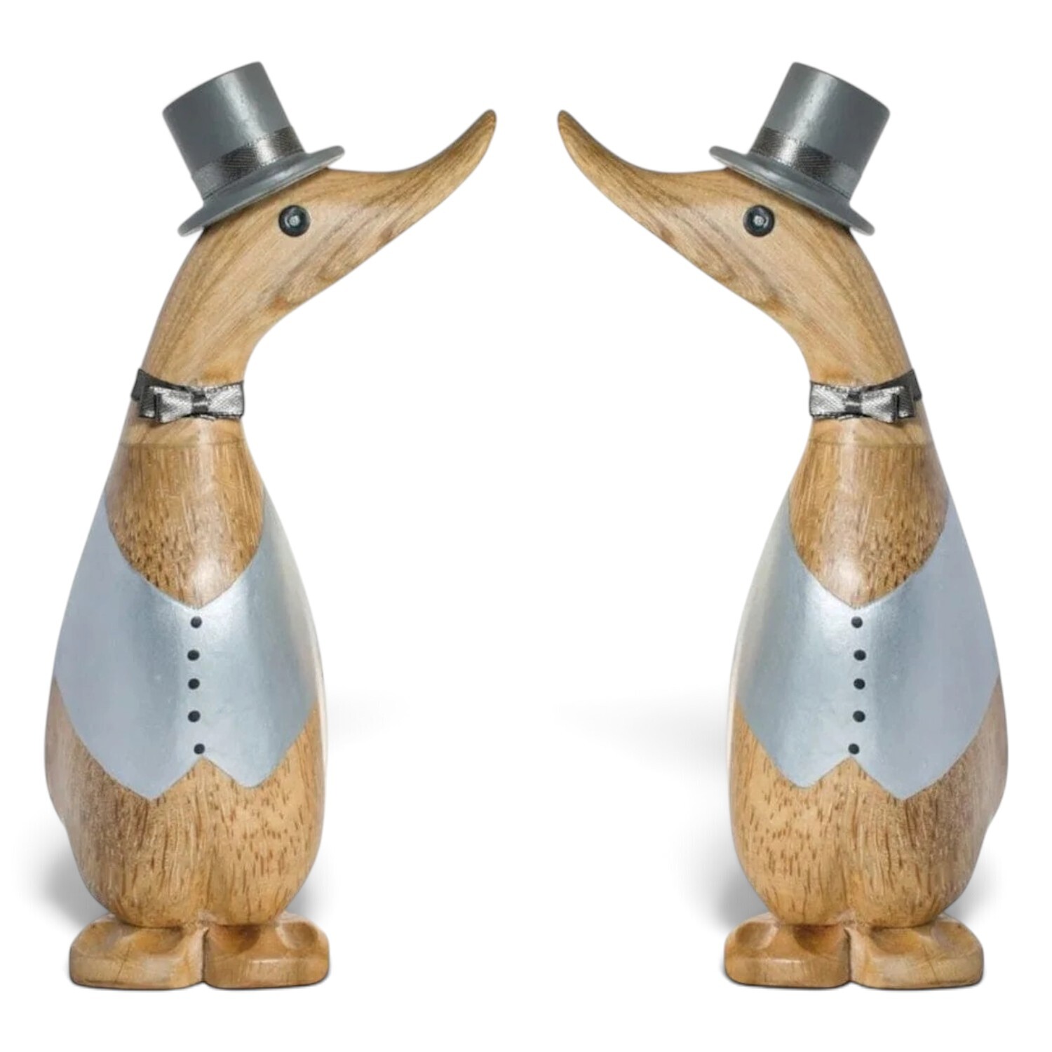 B&Q - Mr And Mr Natural Wooden Wedding Duck OrnamentsHandcrafted Hand-Painted Wooden Pair18 Cm. - Image 3