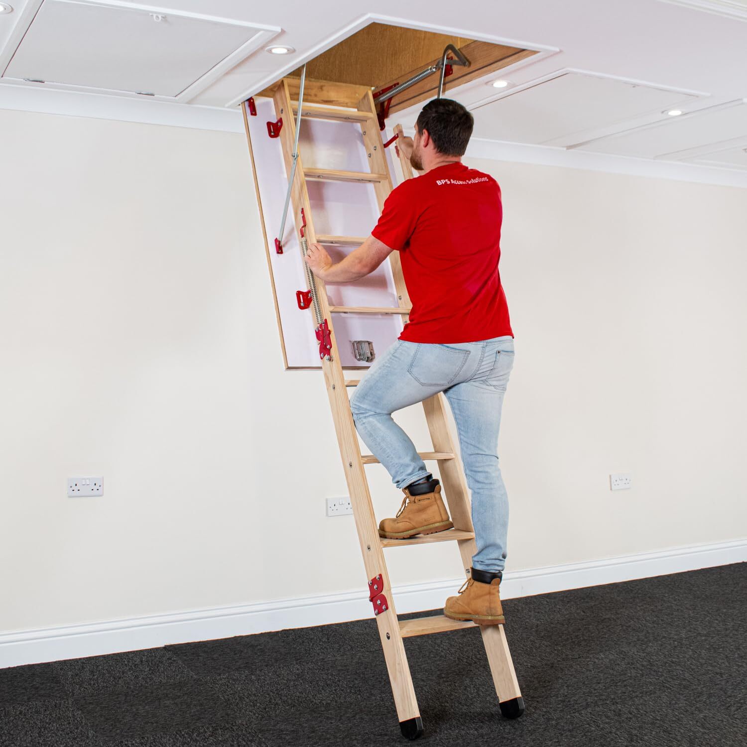 Bps Grand Wooden Loft Ladder - Brown / 49Kg - Image 2