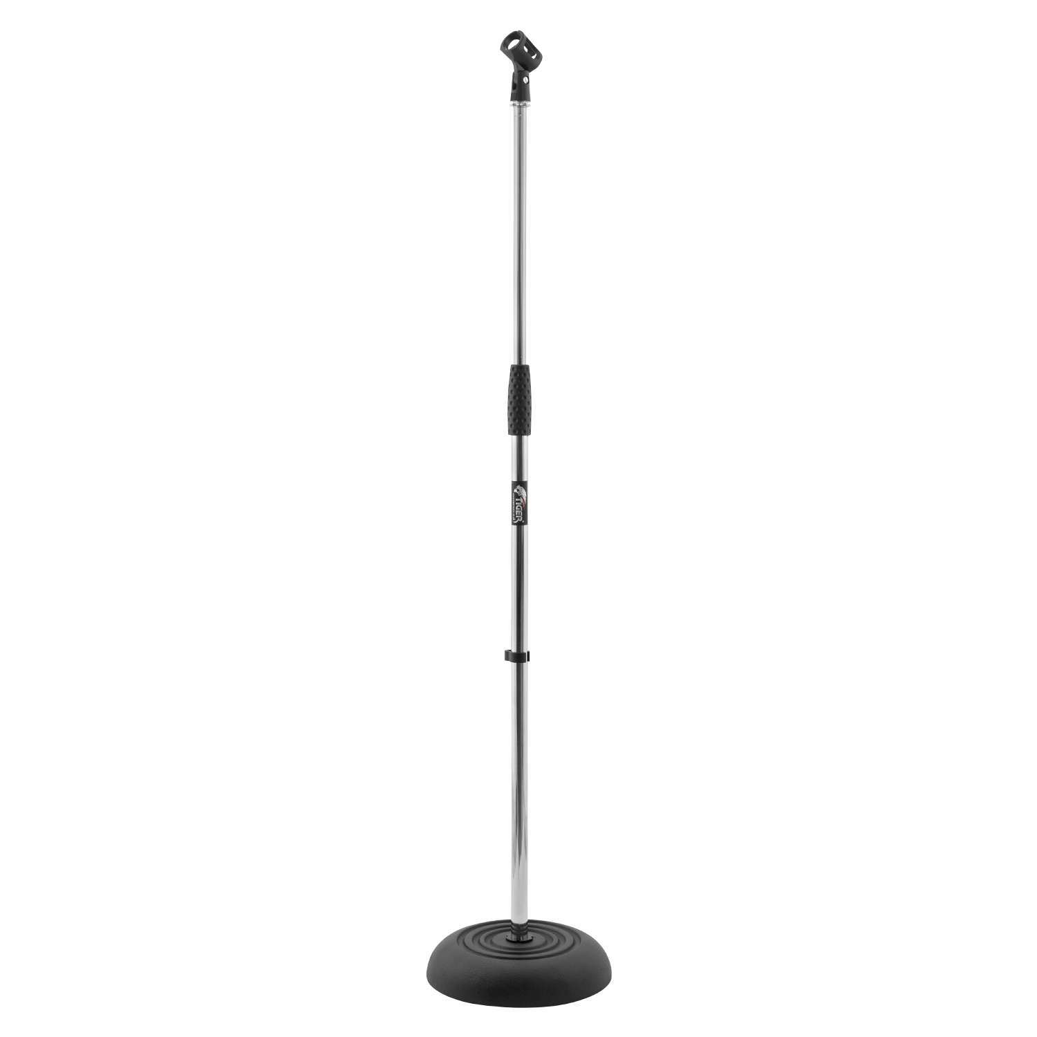 Tiger MCA14-CM Adjustable Microphone Stand with Heavy Round Base - Chrome - Image 2