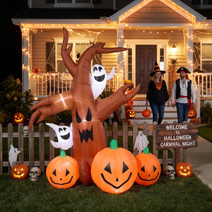 Halloween Light Up Inflatable Tree with Ghost and Pumpkin