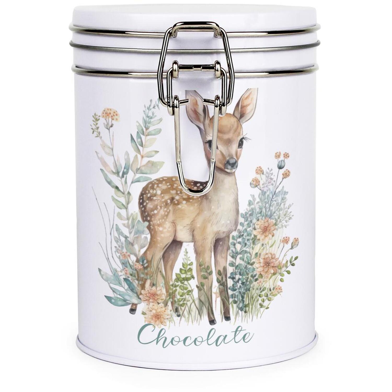 Purely Home Floral Deer Clip-Lid Storage Canister - Chocolate