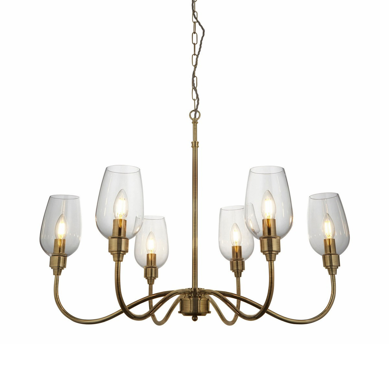Merano Livorno Pendant Light - Clear Glass - Antique Brass Plate - 6 Light - Image 3