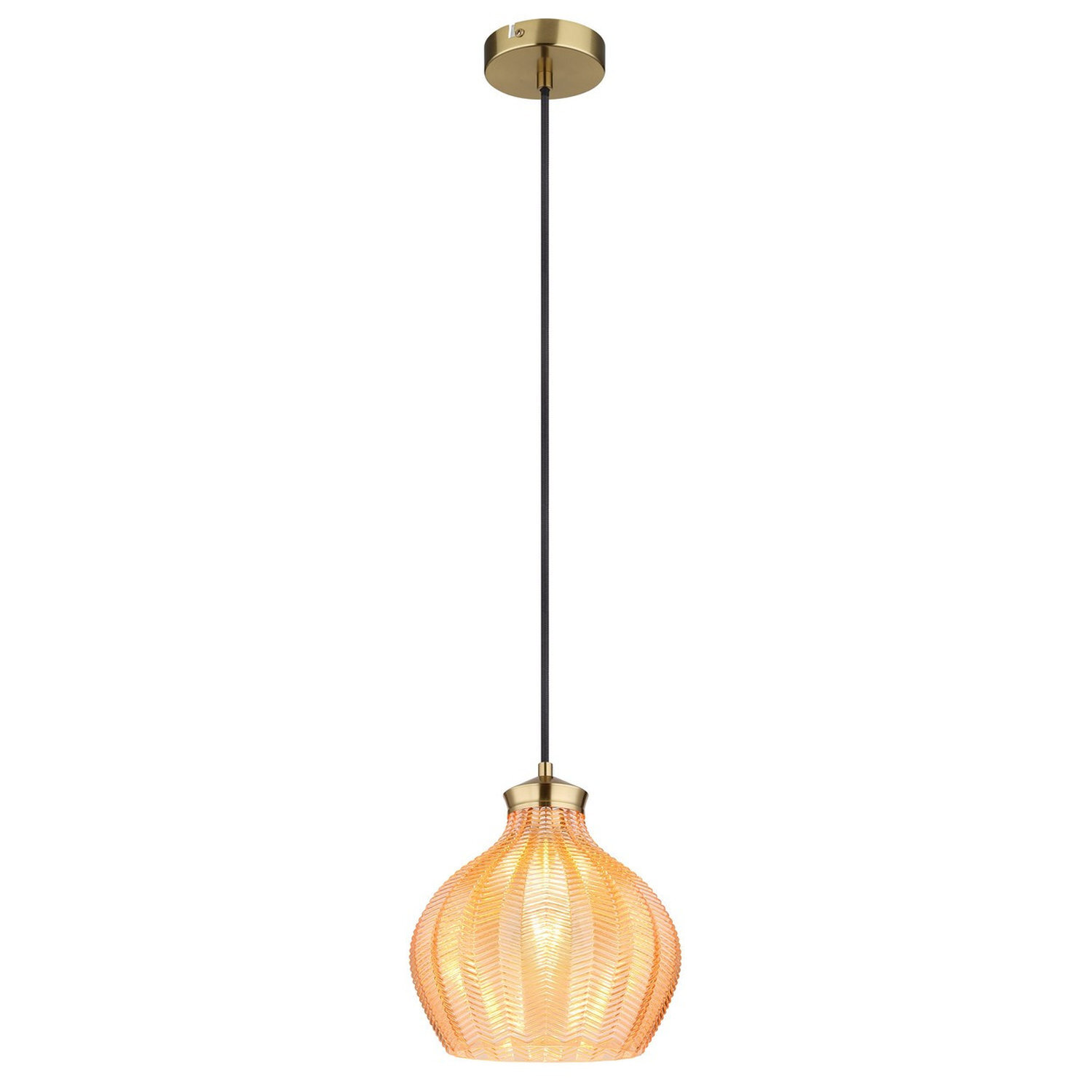 Netlighting Unisex Gold Jessica Dome Pendant Colours Matt Amber Glass Shade 1X E27 Size 1 - Image 2