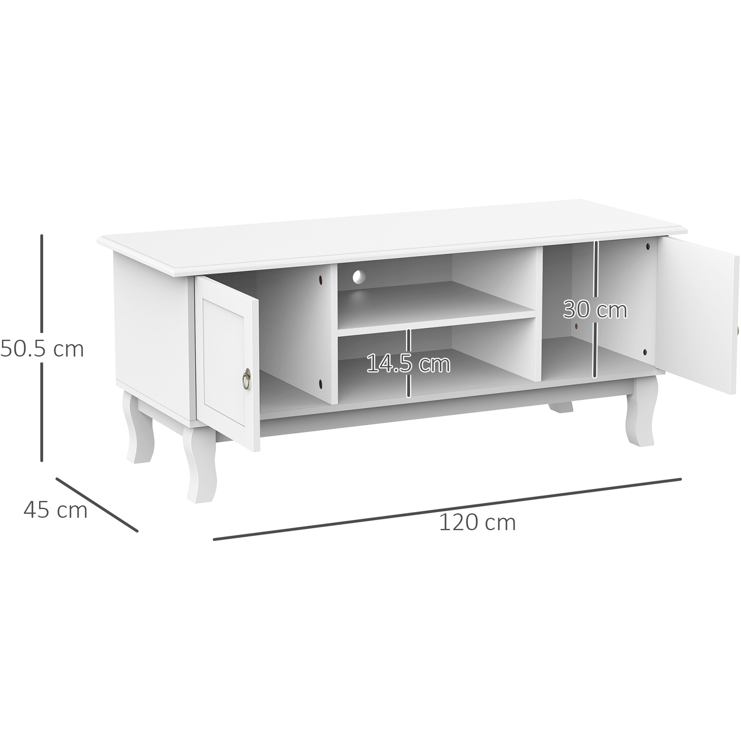 High Gloss Tv Stand Unit With Drawer - White