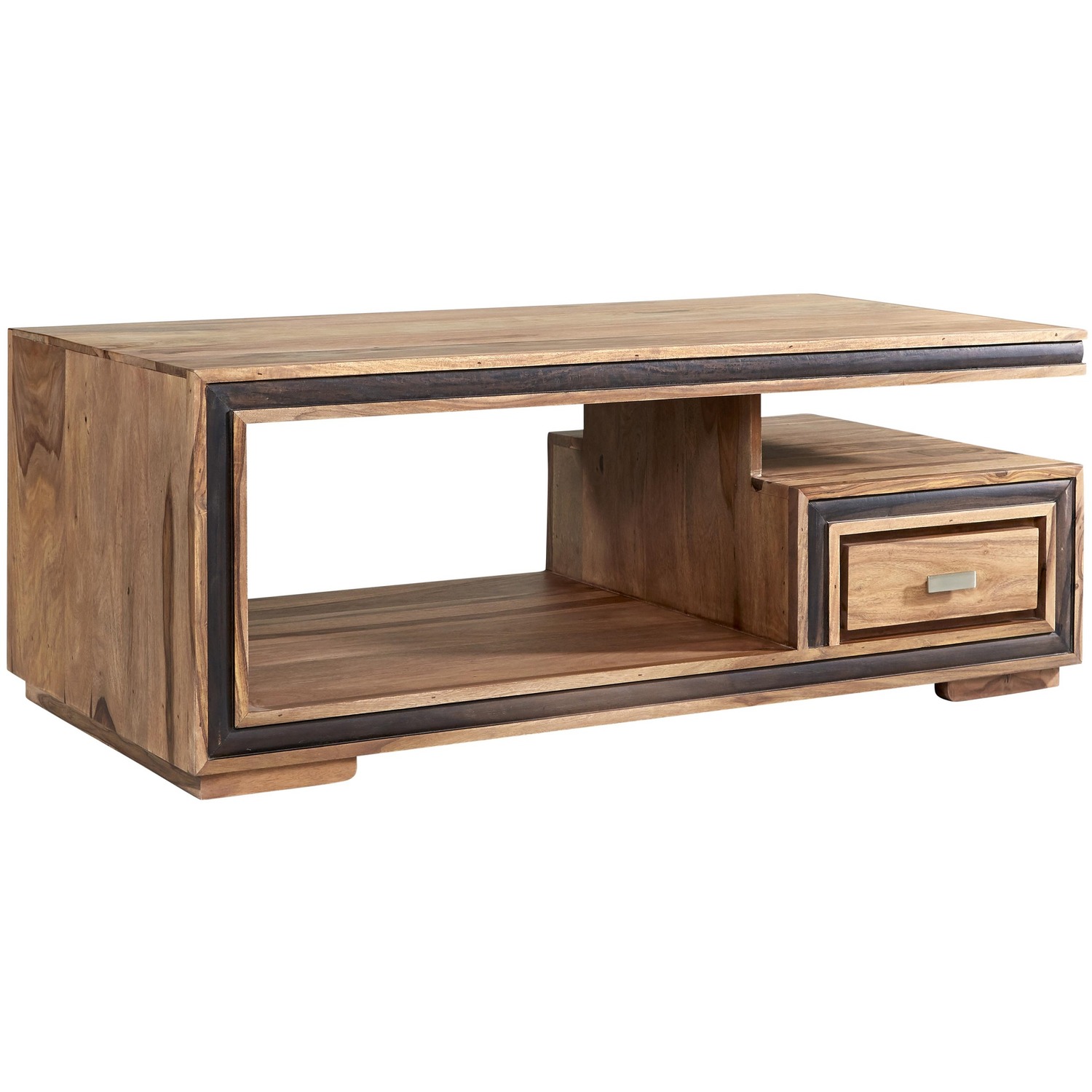 IH Design - Semrush Sheesham Coffee Table with One Drawer and Shelf - Medium Wood thumbnail