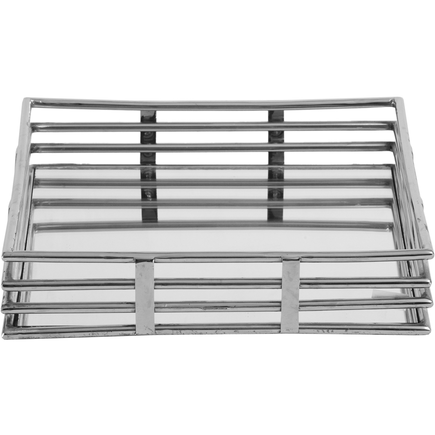 Vanity Living - Set of 2 Square Chrome Mirrored Tray - Silver thumbnail