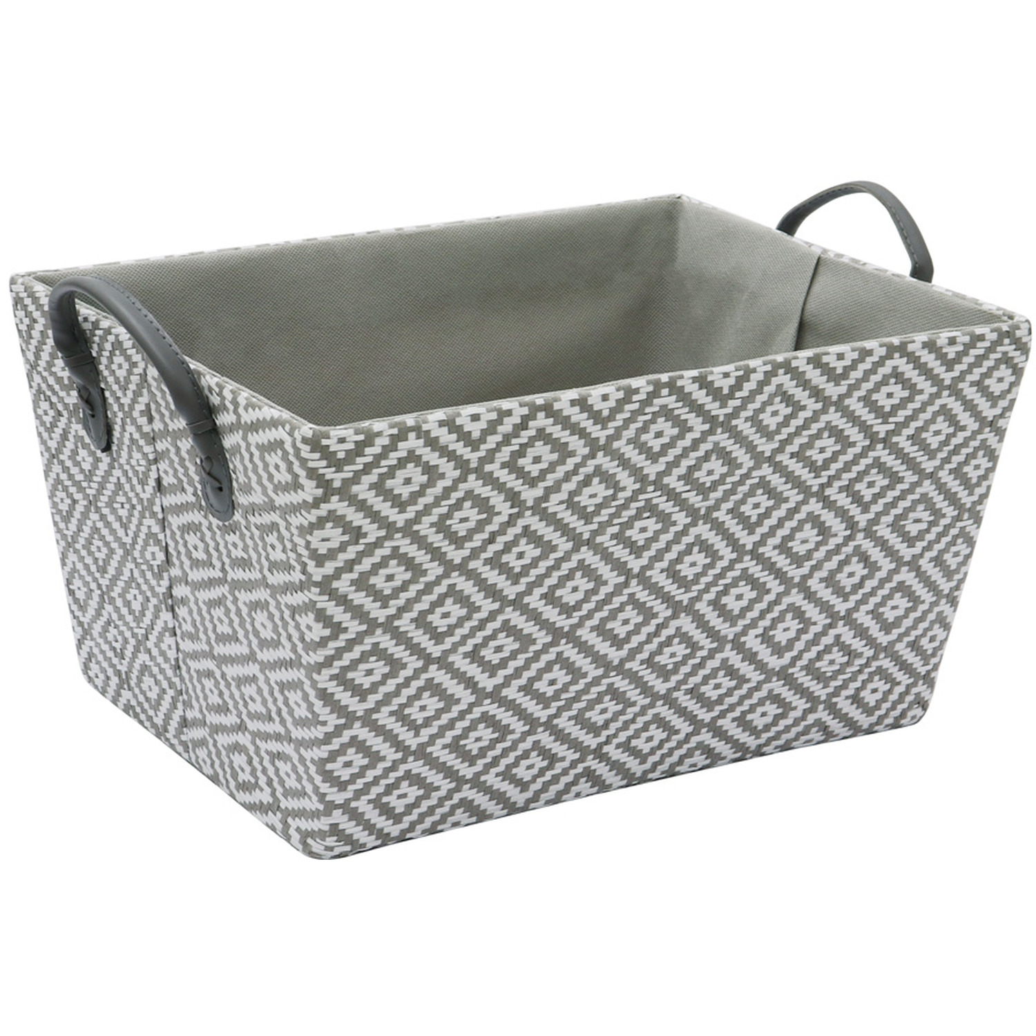 Jvl Argyle Rectangular Paper Storage Basket - Grey