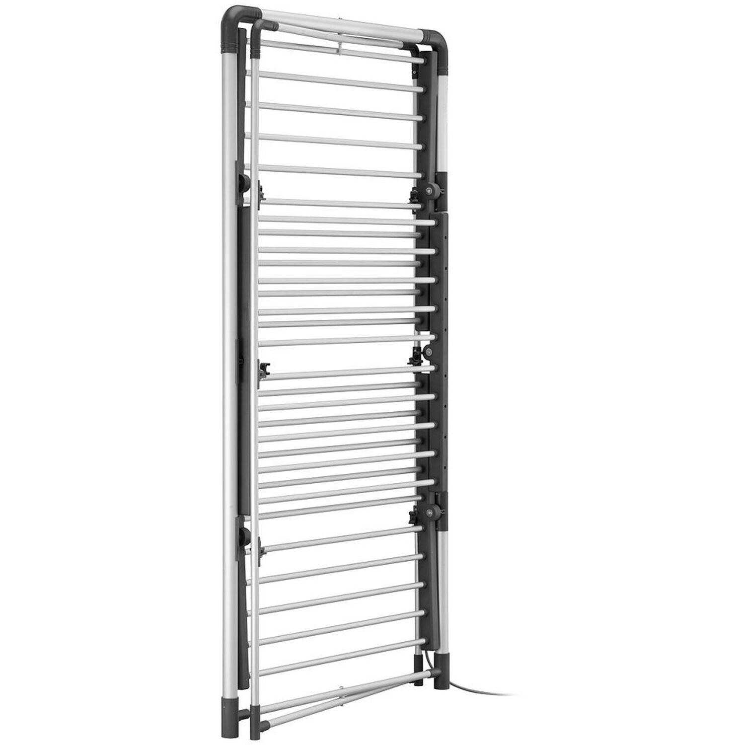 Image of 3 Tier Heated Airer With Cover And Wheels - Grey