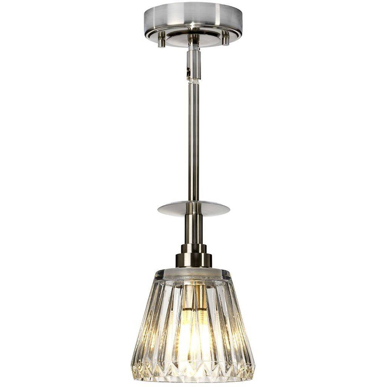 Agatha 1 Light Ceiling Pendant Light Brushed Nickel IP44, G9 - Brushed Nickel