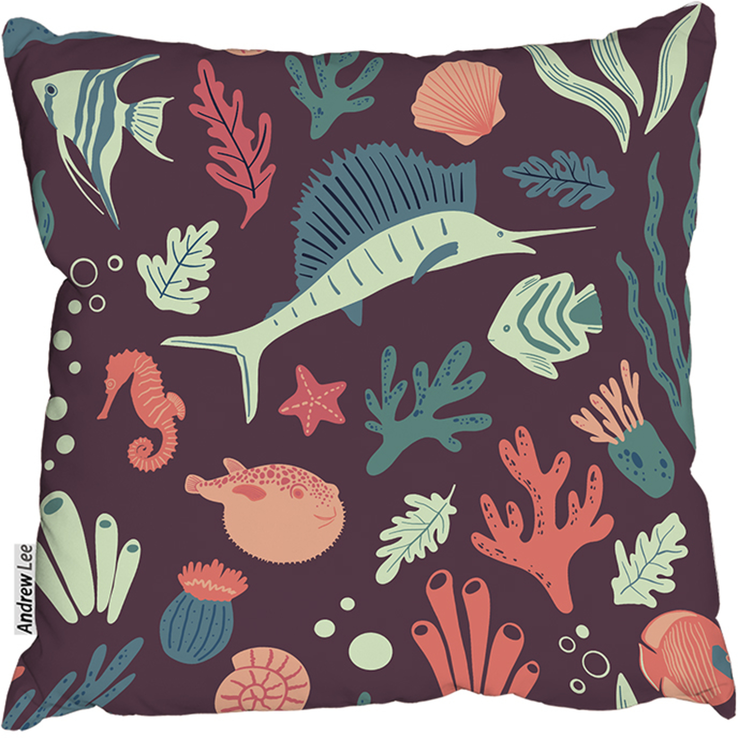 Sealife Outdoor Cushion - Purple / 60cm