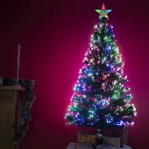6FT Green Fibre Optic Christmas Tree with Multicoloured Fibre Optic Lights