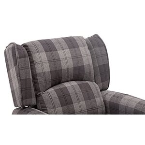 Grey Eaton Wing Back Fireside Check Fabric Recliner Armchair shot 2417094