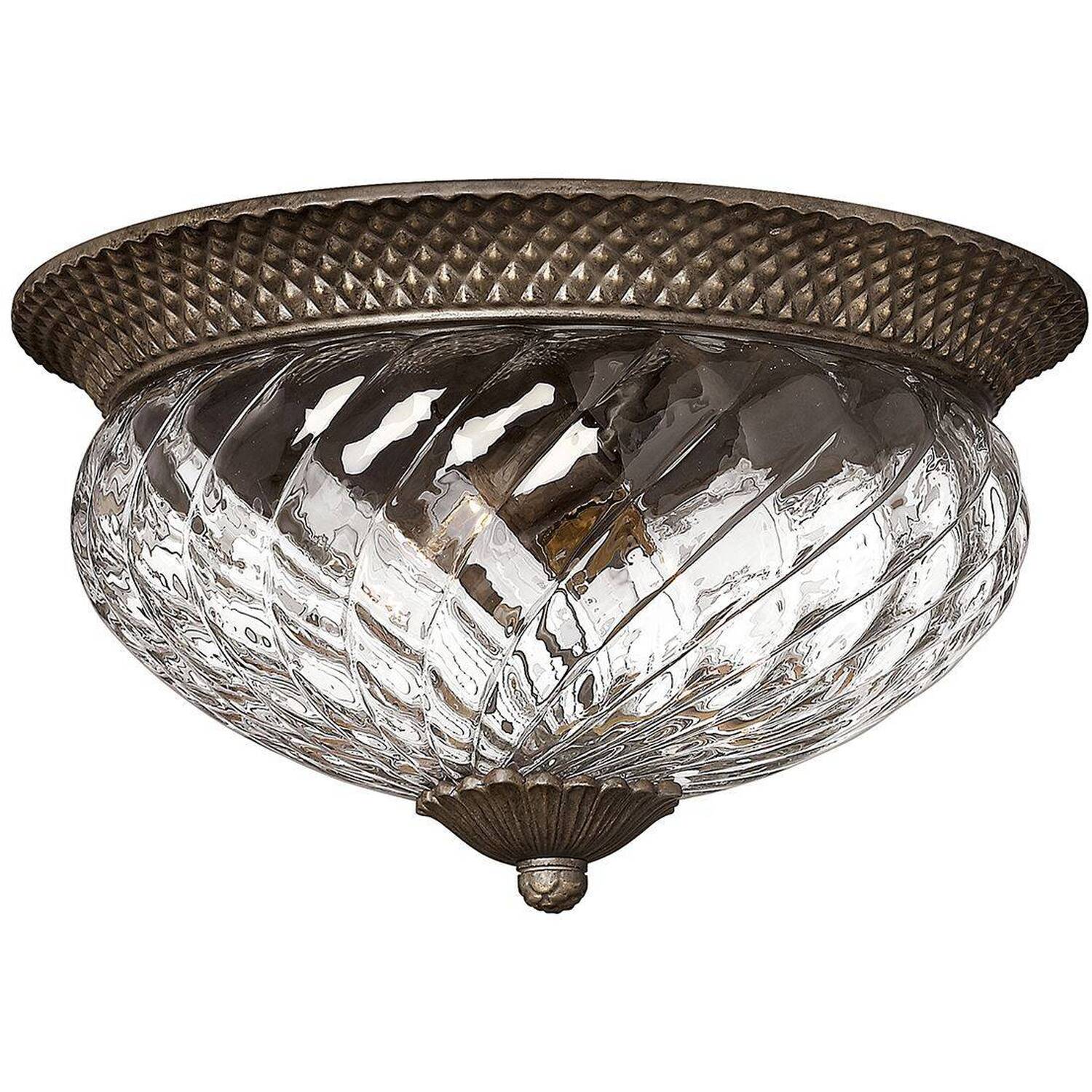 Plantation 3 Light Large Semi Flush Ceiling Light Pearl Bronze, E27 - Pearl Bronze