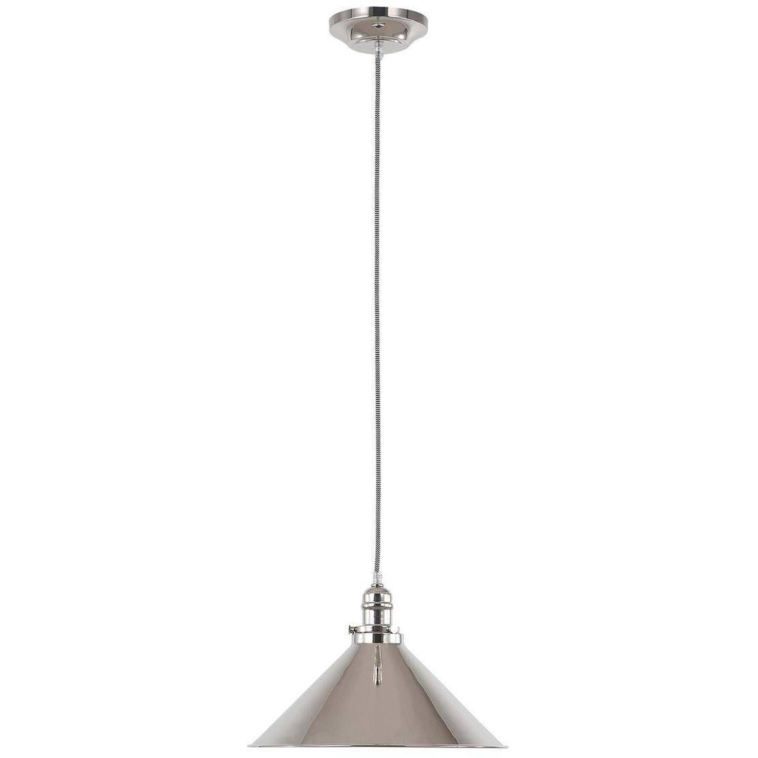 Provence 1 Light Dome Ceiling Pendant Polished Nickel, E27 - Polished Nickel / 1.8kg