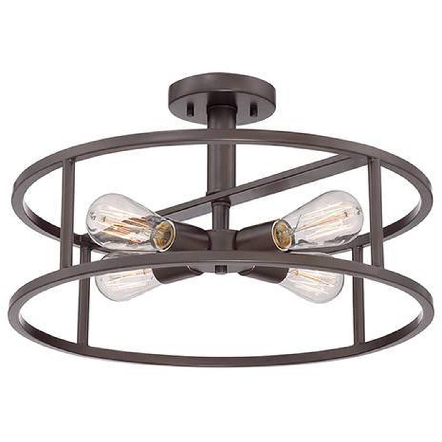 New Harbor 4 Light Semi Flush Ceiling Light Western Bronze, E27 - Western Bronze