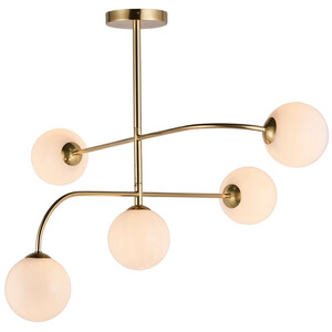Otto Semi Flush Satin Brushed Gold Effect Plate  Gloss Opal Glass 5 Light