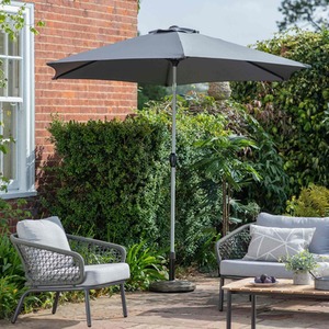2.7m Grey Wind Up Garden Parasol