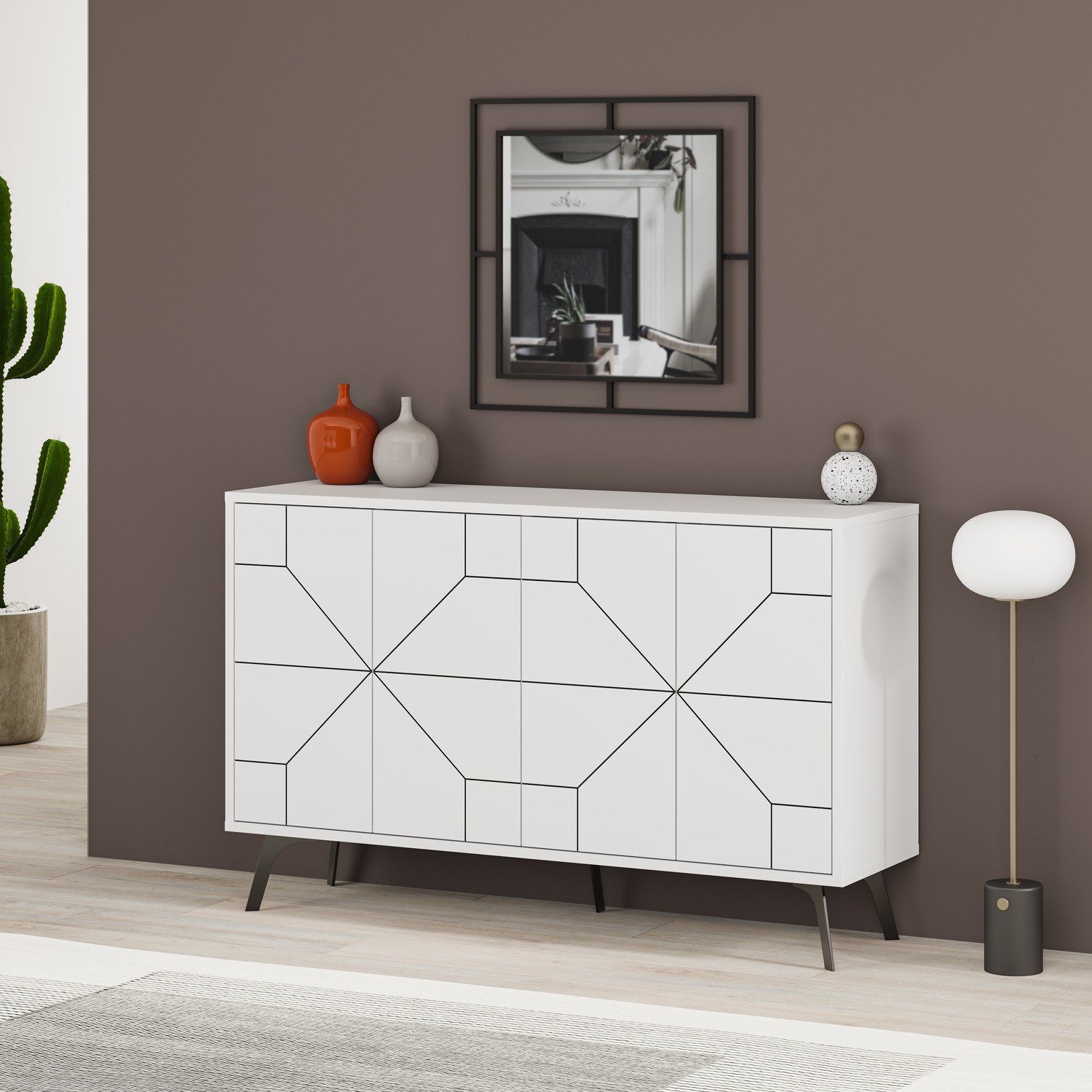 Decortie Dune Modern Four Door Sideboard - White