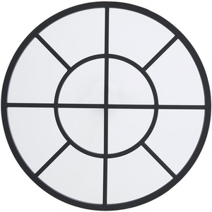 Window Style Glass Wall Mirror Crossed Double Circle with Metal Frame