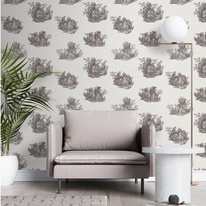 Versaille Toile Charcoal Grey Wallpaper