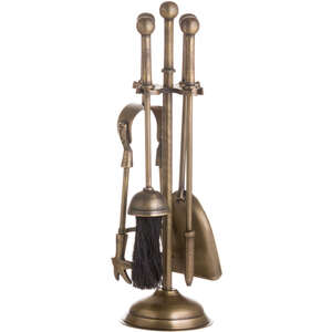 Ball Topped Companion Set in Antique Brass Fireplace Accessories