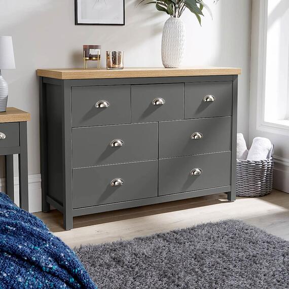 Home Source Avon 7 Drawer Chest Bedroom Storage Unit 36mm Top