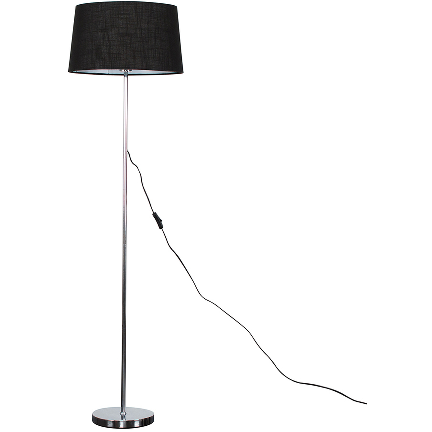 Charlie Silver Floor Lamp Black Shade - Black