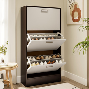 Wooden Shoe Rack Drawer 3 Layer Dump Shoes Shelves