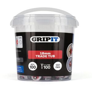 18mm Plasterboard Fixing - 100 Pack Stud Wall Anchor Max Load 74kg