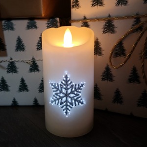 Battery Operated Glitter Snowflake Dancing LED Candle Christmas Decoration