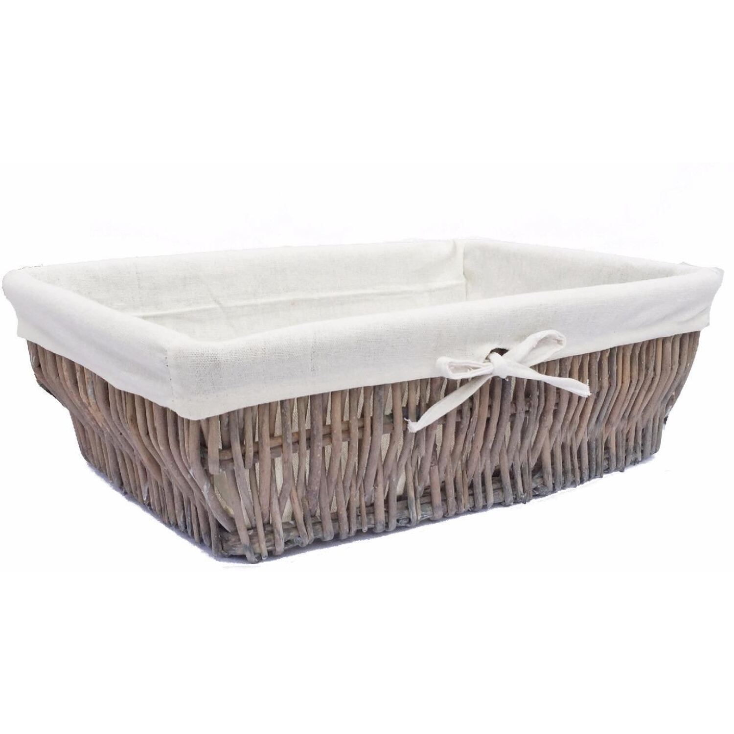 Image of Wider Shallow Wicker Storage Basket Hamper&hellip;