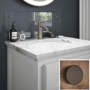 Clear Glass Bathroom Splashback (Bronze Caps) 250mm x 600mm x 4mm