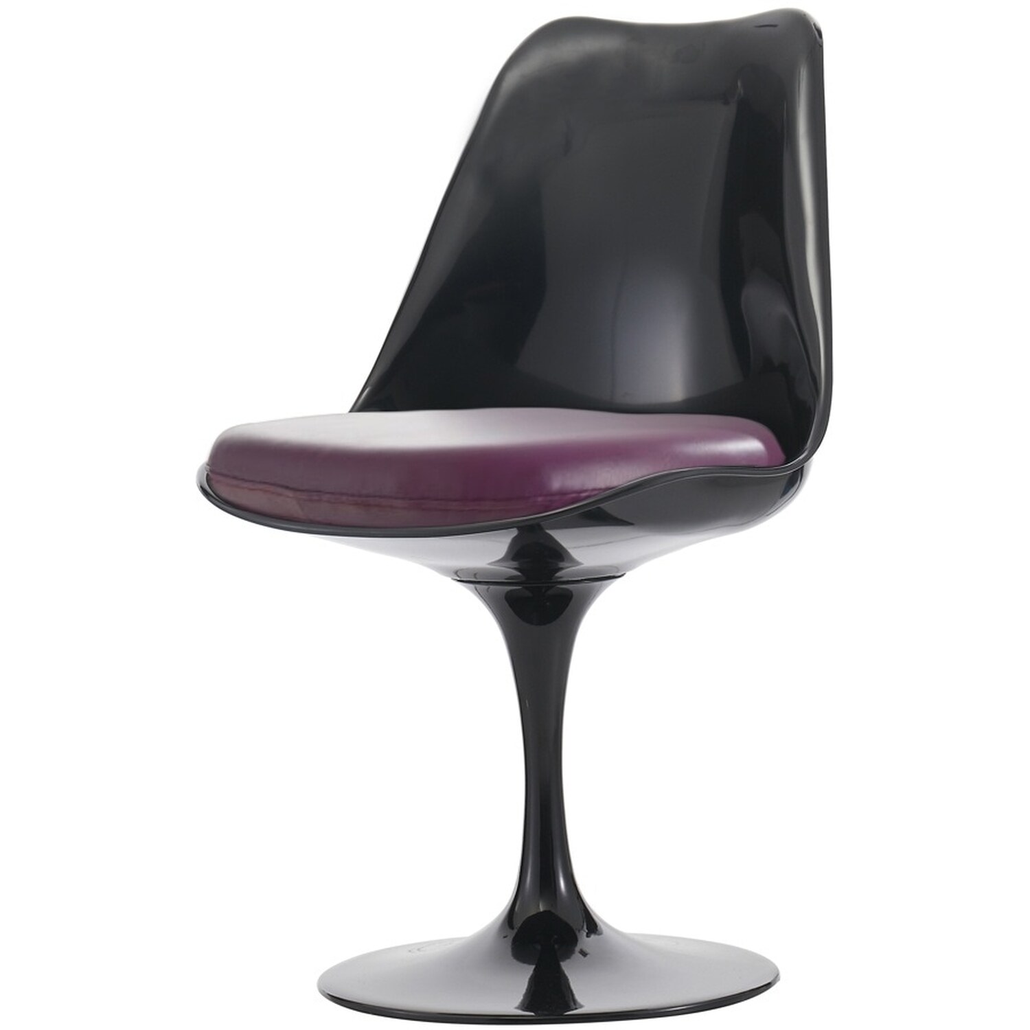 Black Tulip Dining Chair With Pu Cushion - Purple