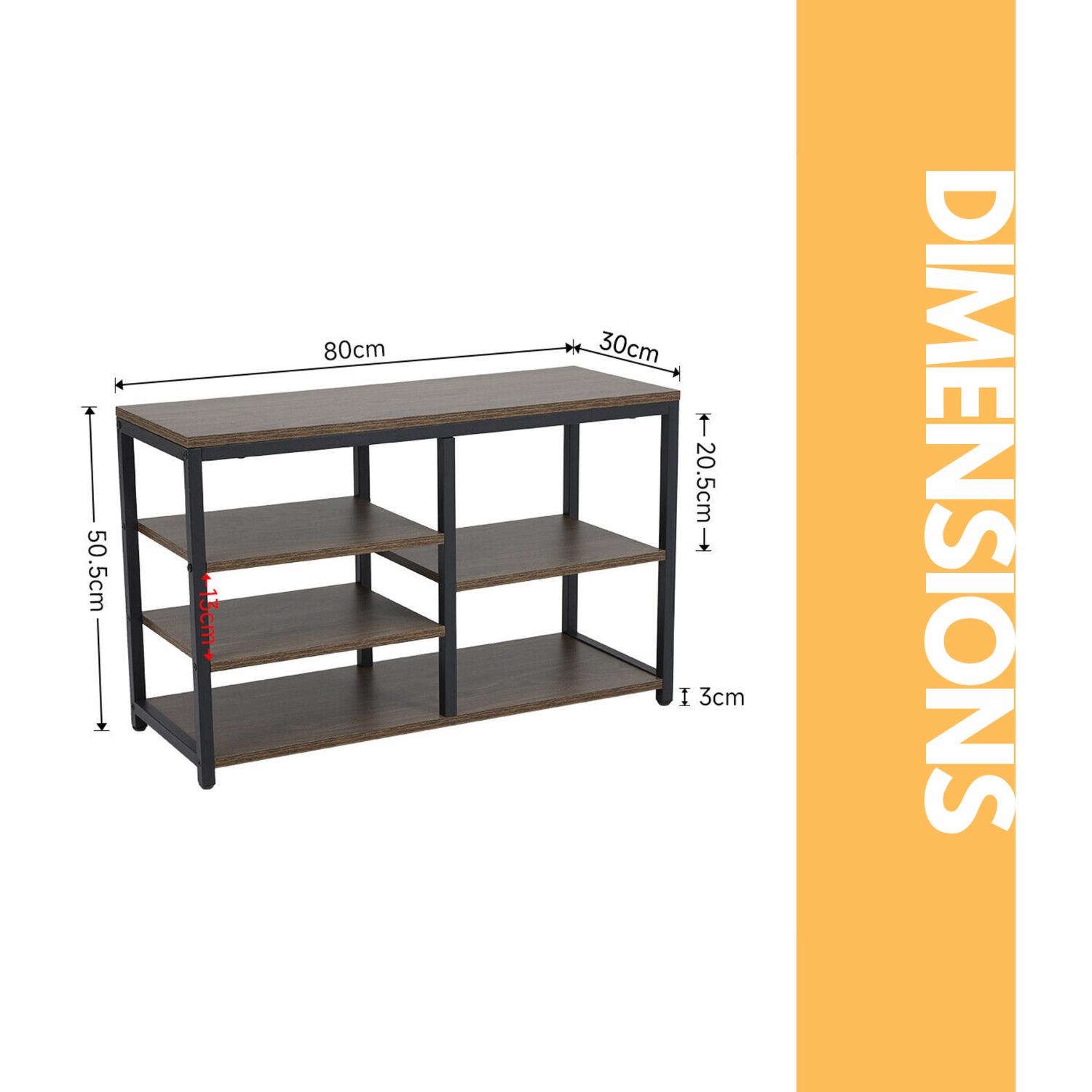 80cm Wide Shoe Rack - Rustic Brown