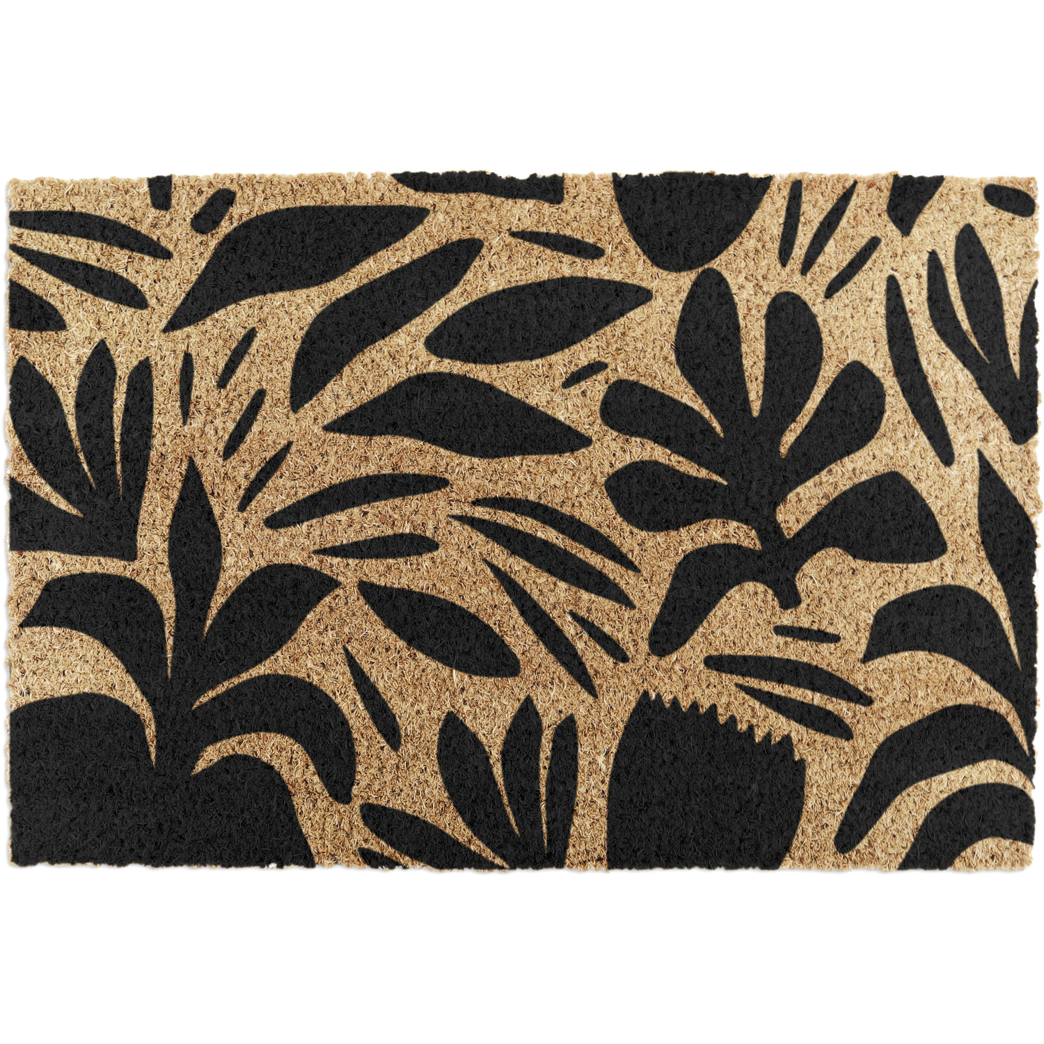 Abstract Leaf Pattern Doormat - Brown
