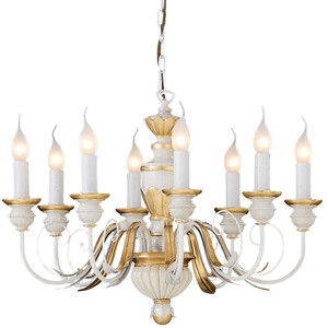 Firenze  8 Light Chandelier Ivory, Gold Finish, E14